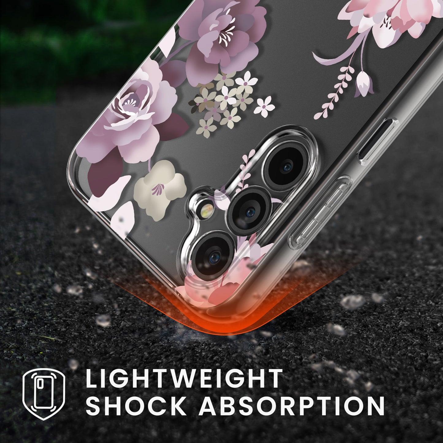 kwmobile Case Compatible with Samsung Galaxy A17 4G / 5G - Silicone Case Transparent - with Glass Screen Protector - Floral Blossoms and Roses Transparent