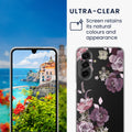 kwmobile Case Compatible with Samsung Galaxy A17 4G / 5G - Silicone Case Transparent - with Glass Screen Protector - Floral Blossoms and Roses Transparent