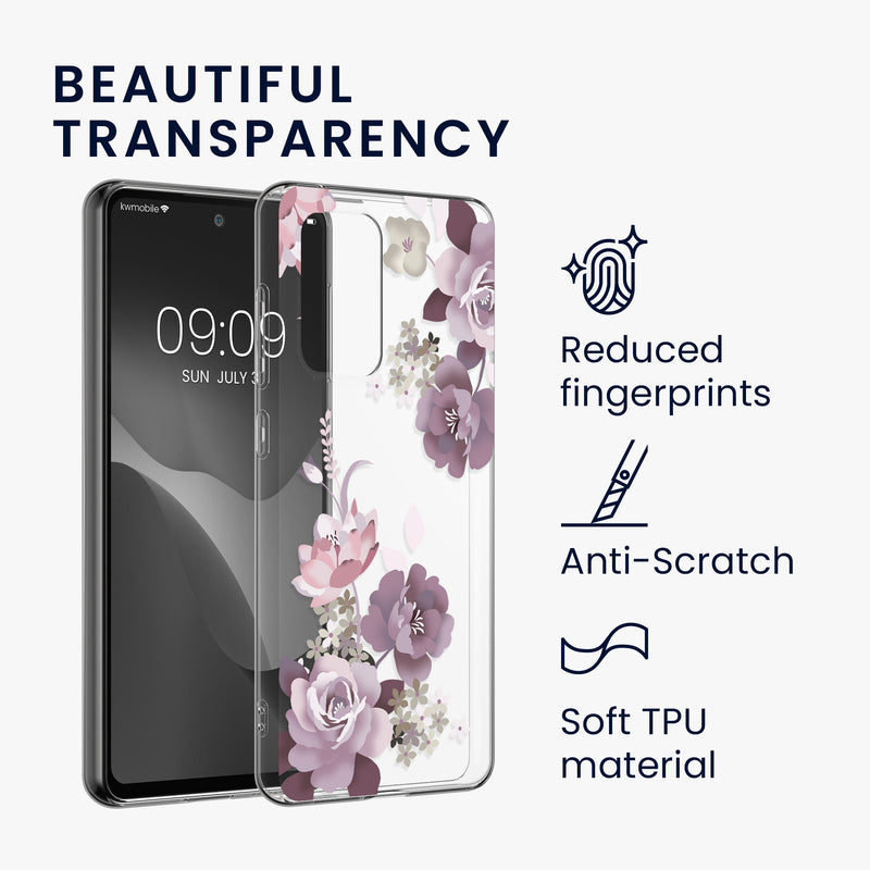 kwmobile Case Compatible with Samsung Galaxy A52 / A52 5G / A52s 5G Cell Phone Cover - Silicone Case Transparent - With Glass Screen Protector