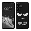 kwmobile Hülle kompatibel mit Samsung Galaxy S26 - Handyhülle Silikon Case - Don't touch my Phone Weiß Schwarz Weiß  [dsg01]