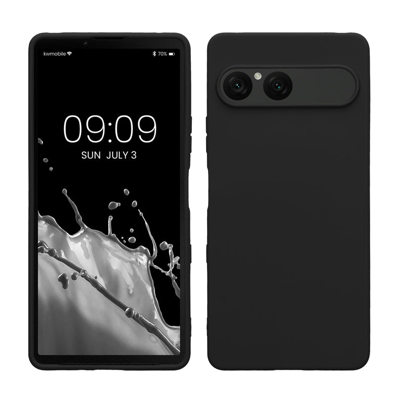 kwmobile Hülle kompatibel mit Sony Xperia 10 VII Hülle - weiches TPU Silikon Case - Cover geeignet für kabelloses Laden - Schwarz Schwarz  