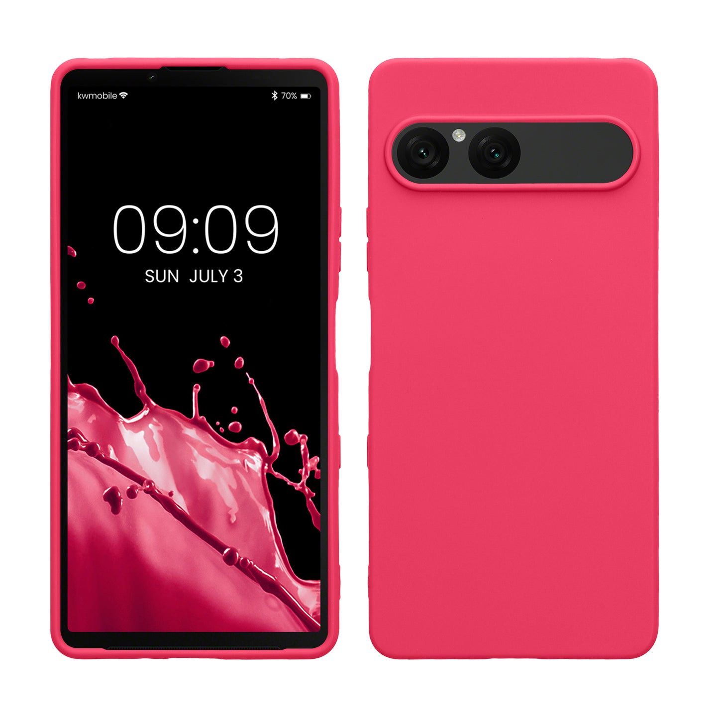 kwmobile Hülle kompatibel mit Sony Xperia 10 VII Hülle - weiches TPU Silikon Case - Cover geeignet für kabelloses Laden - Neon Pink Neon Pink  