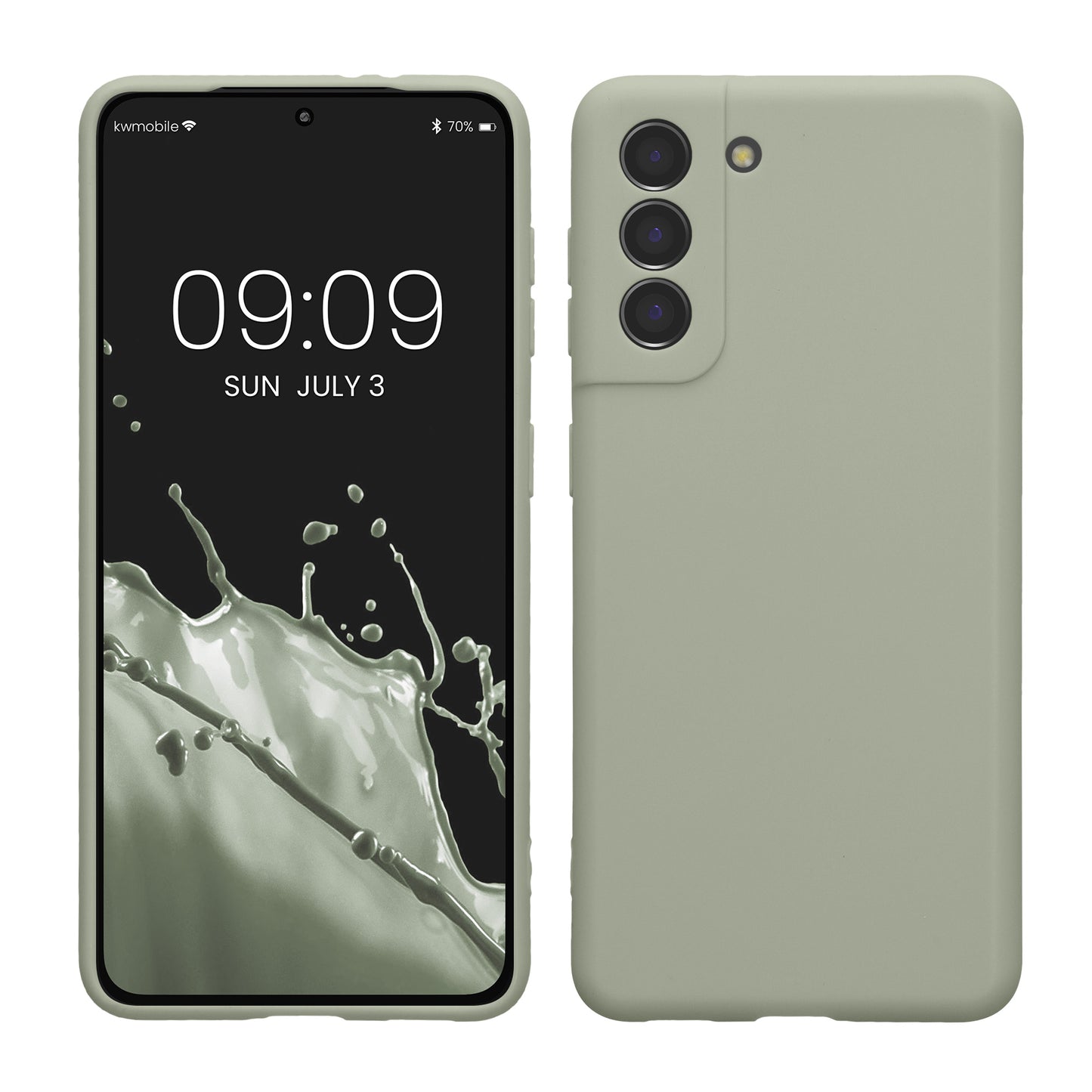 kwmobile Handyhülle kompatibel mit Samsung Galaxy S21 Hülle - Handy Case aus weichem Silikon in Graugrün Graugrün  