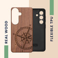 kwmobile Case Compatible with Samsung Galaxy S26 Case Phone Cover TPU Phone Case Compass Vintage