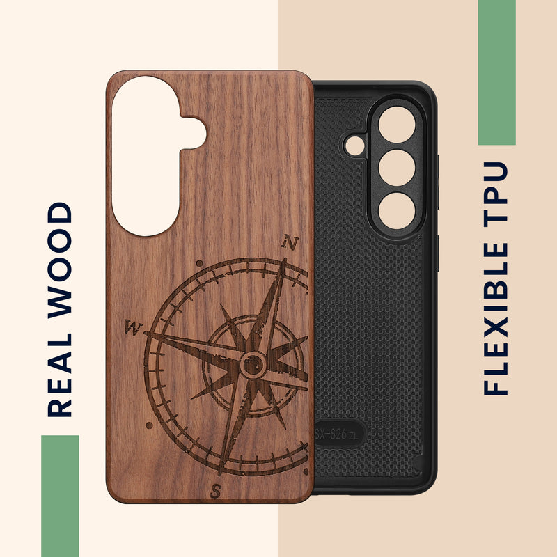 kwmobile Case Compatible with Samsung Galaxy S26 Case Phone Cover TPU Phone Case Compass Vintage