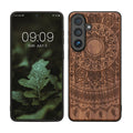 kwmobile Hülle kompatibel mit Samsung Galaxy S26 Plus Hülle - Holz Case - Handy Cover - TPU Handyhülle in Dunkelbraun Indische Sonne Dunkelbraun  [dsg02]