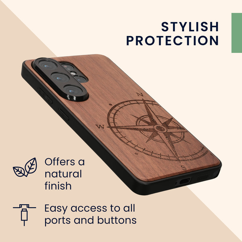 kwmobile Case Compatible with Samsung Galaxy S26 Ultra - Case - Phone Cover - TPU Phone Case Compass Vintage