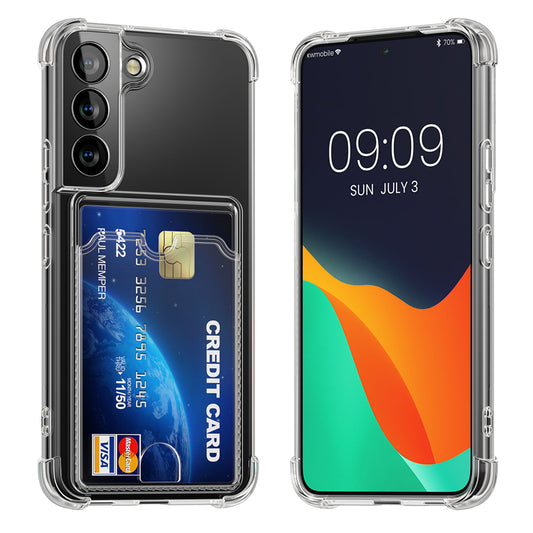 kwmobile Hülle mit Kartenfach kompatibel mit Samsung Galaxy S22 - Handyhülle Galaxy S22 mit Kartenfach - Soft Case - Schutzhülle in Transparent Transparent  