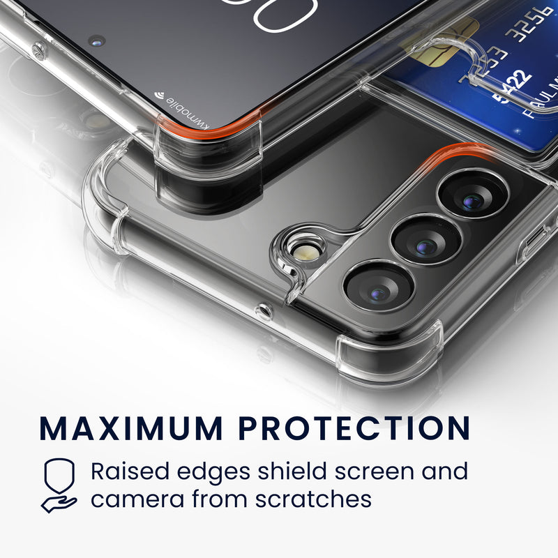 kwmobile Case with Card Slot Compatible with Samsung Galaxy S22 Soft Case Protective Cover
