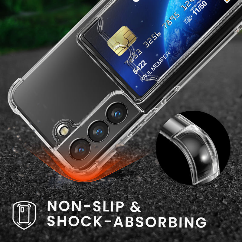 kwmobile Case with Card Slot Compatible with Samsung Galaxy S22 Soft Case Protective Cover