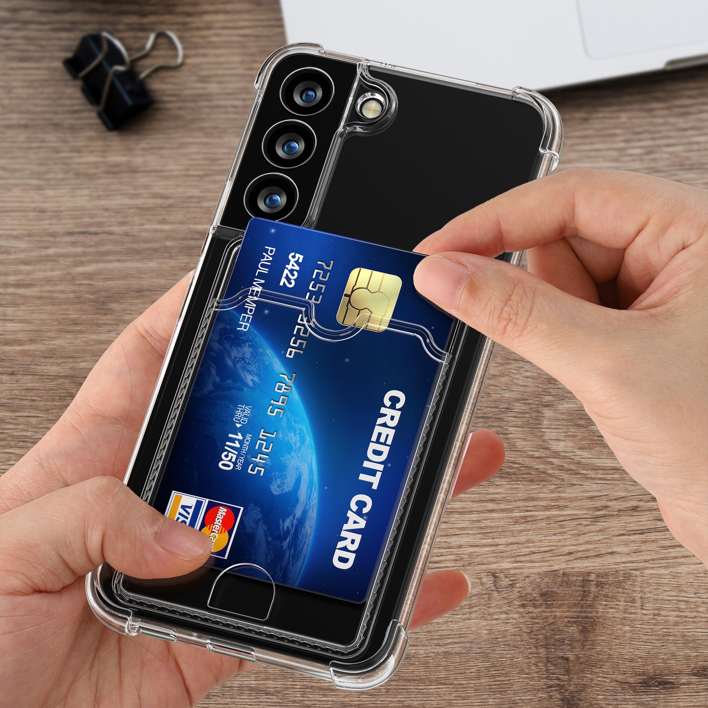 kwmobile Case with Card Slot Compatible with Samsung Galaxy S22 Soft Case Protective Cover