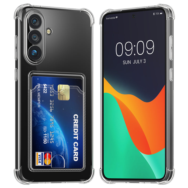 kwmobile Hülle mit Kartenfach kompatibel mit Samsung Galaxy S26 - Handyhülle Galaxy S26 mit Kartenfach - Soft Case - Schutzhülle in Transparent Transparent  