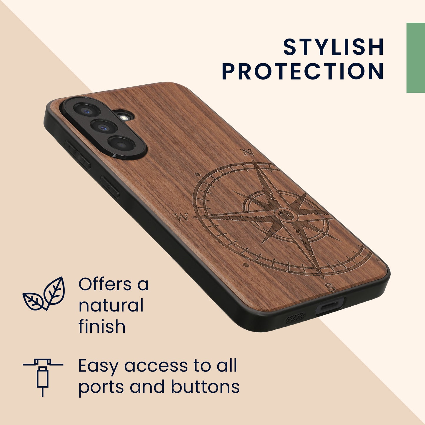 kwmobile Case Compatible with Samsung Galaxy A57 5G Phone Cover TPU Phone Case Compass Vintage