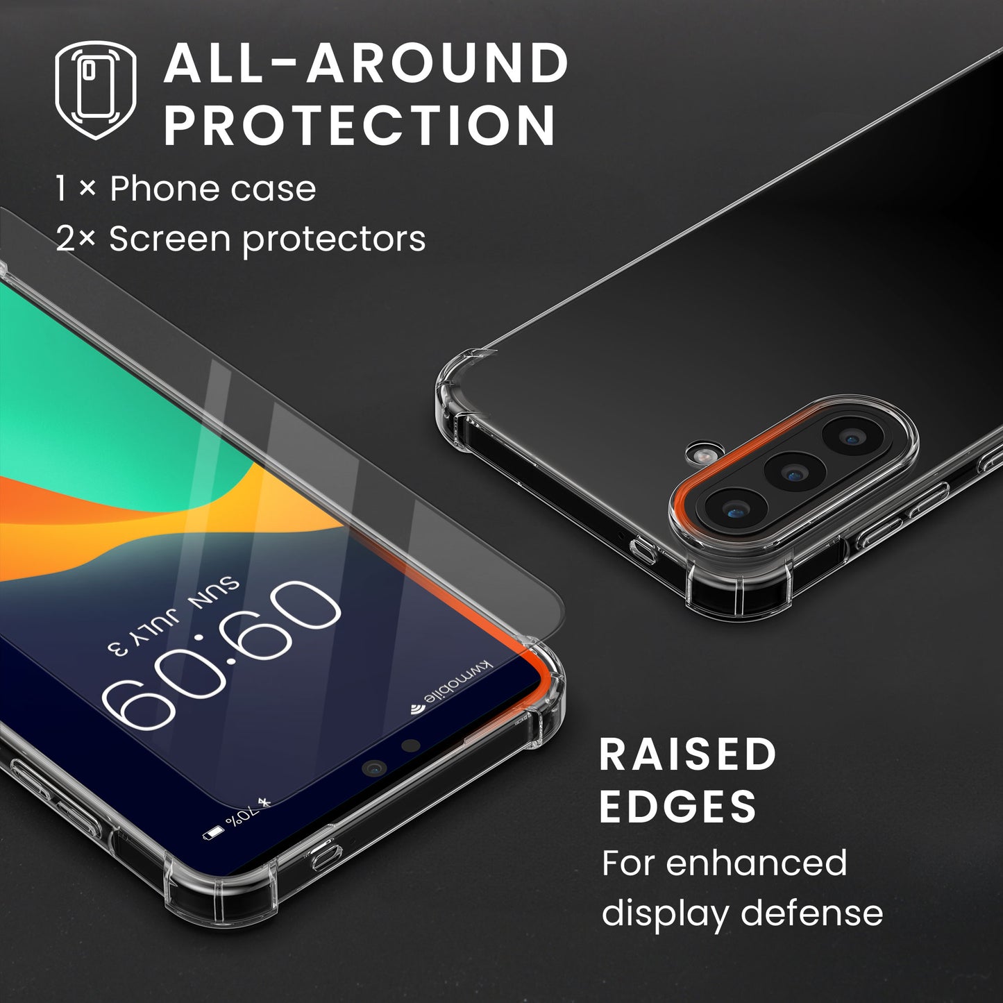 kwmobile Case Compatible with Samsung Galaxy A57 5G - Phone Cover with 2x Glass Screen Protector