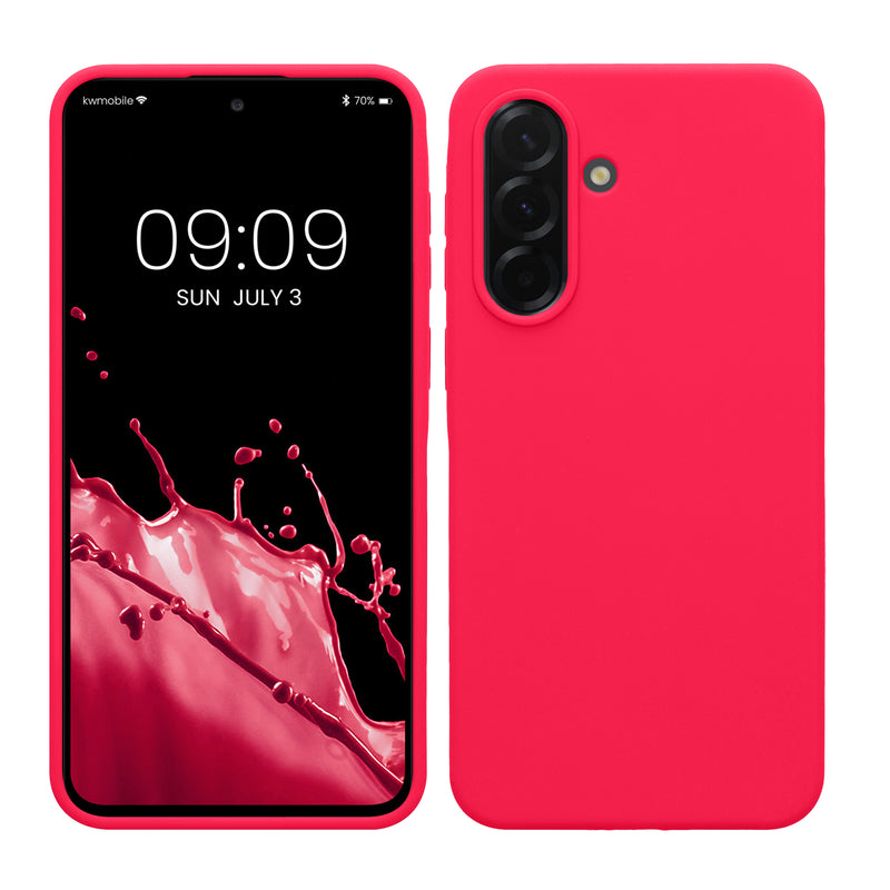 kwmobile Hülle kompatibel mit Samsung Galaxy A37 5G Hülle - Silikon Handy Case - Handyhülle weiche Oberfläche - kabelloses Laden - Neon Pink Neon Pink  