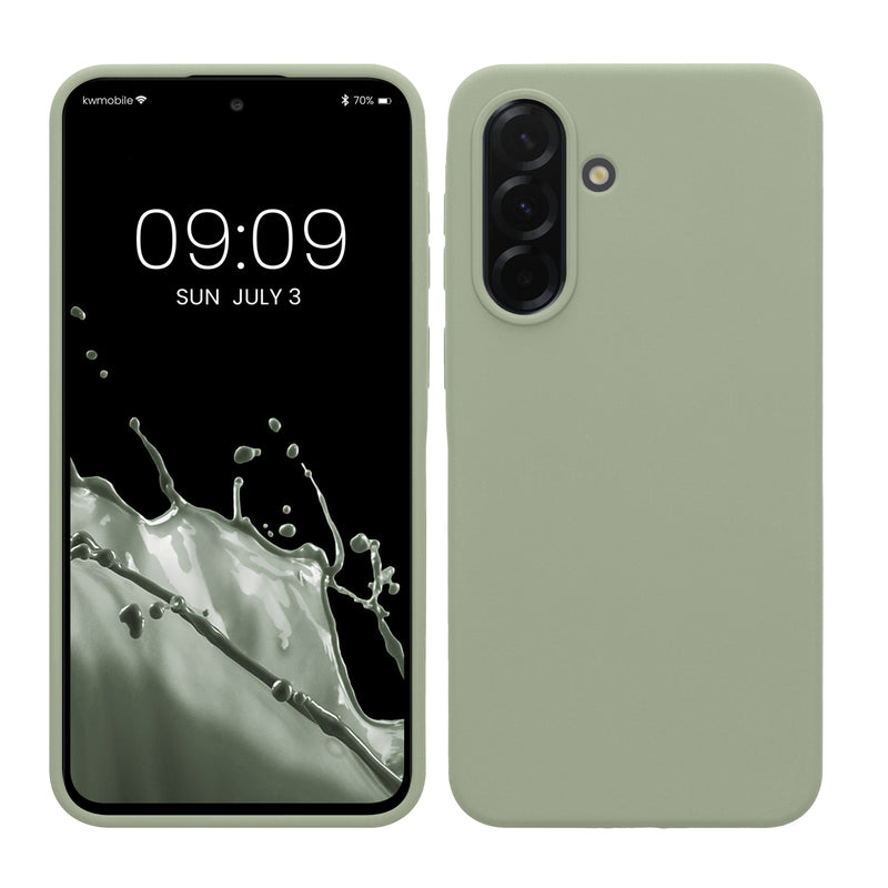 kwmobile Hülle kompatibel mit Samsung Galaxy A37 5G Hülle - Silikon Handy Case - Handyhülle weiche Oberfläche - kabelloses Laden - Graugrün Graugrün  