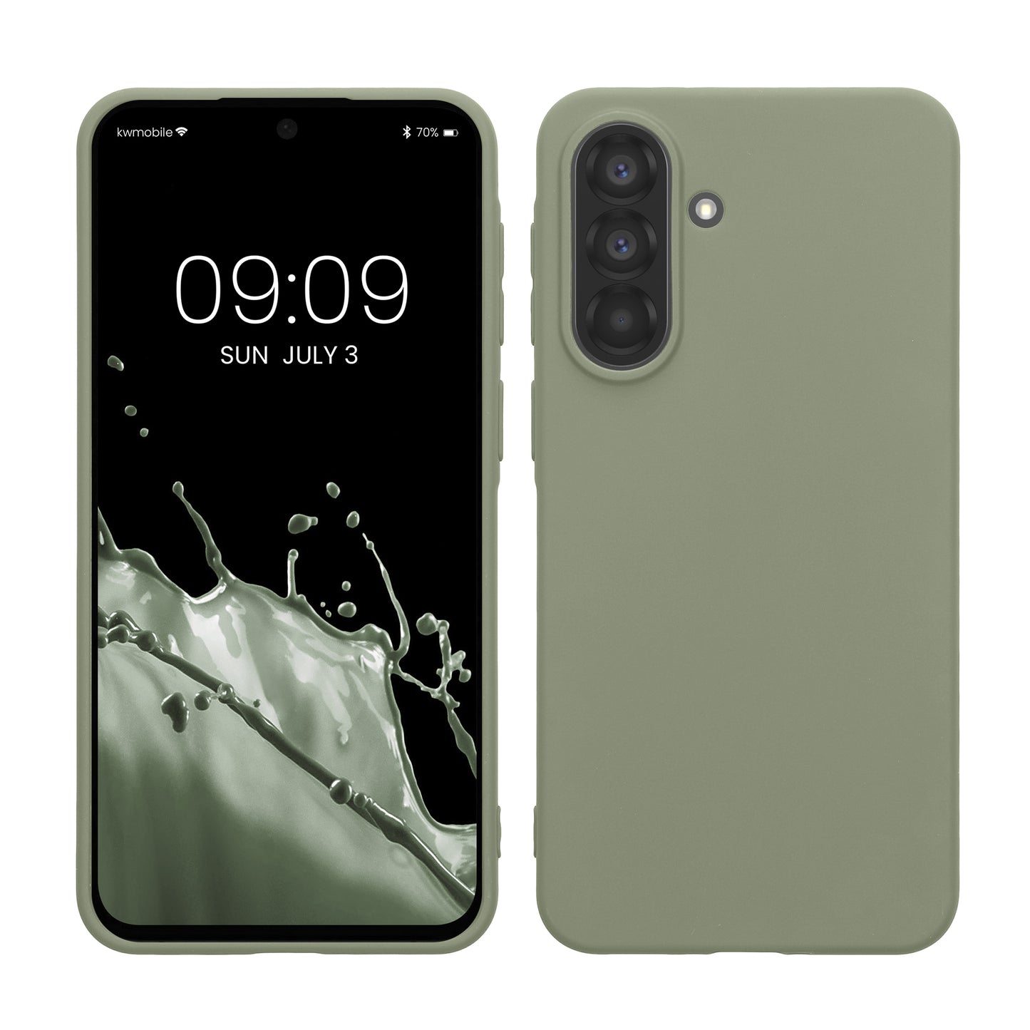 kwmobile Hülle kompatibel mit Samsung Galaxy A37 5G Hülle - weiches TPU Silikon Case - Cover geeignet für kabelloses Laden - Graugrün Graugrün  