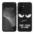 kwmobile Hülle kompatibel mit Samsung Galaxy A37 5G - Handyhülle Silikon Case - Don't touch my Phone Weiß Schwarz Weiß  [dsg01]