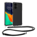 kwmobile Necklace Case kompatibel mit Motorola Moto G14 Hülle - Silikon Cover mit Handykette - Band Handyhülle Schwarz Transparent Schwarz  