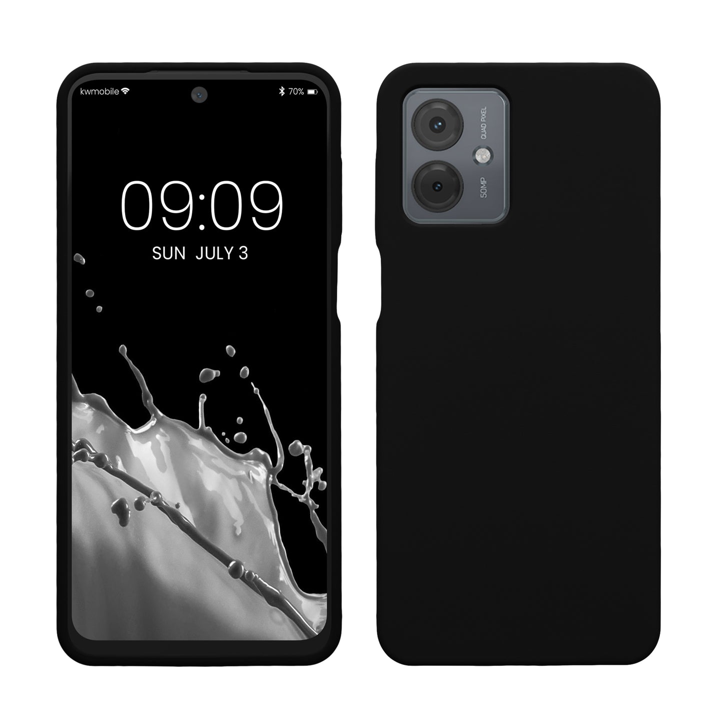 kwmobile Hülle kompatibel mit Motorola Moto G14 Hülle - Silikon Handy Case - Handyhülle weiche Oberfläche - kabelloses Laden - Schwarz Schwarz  