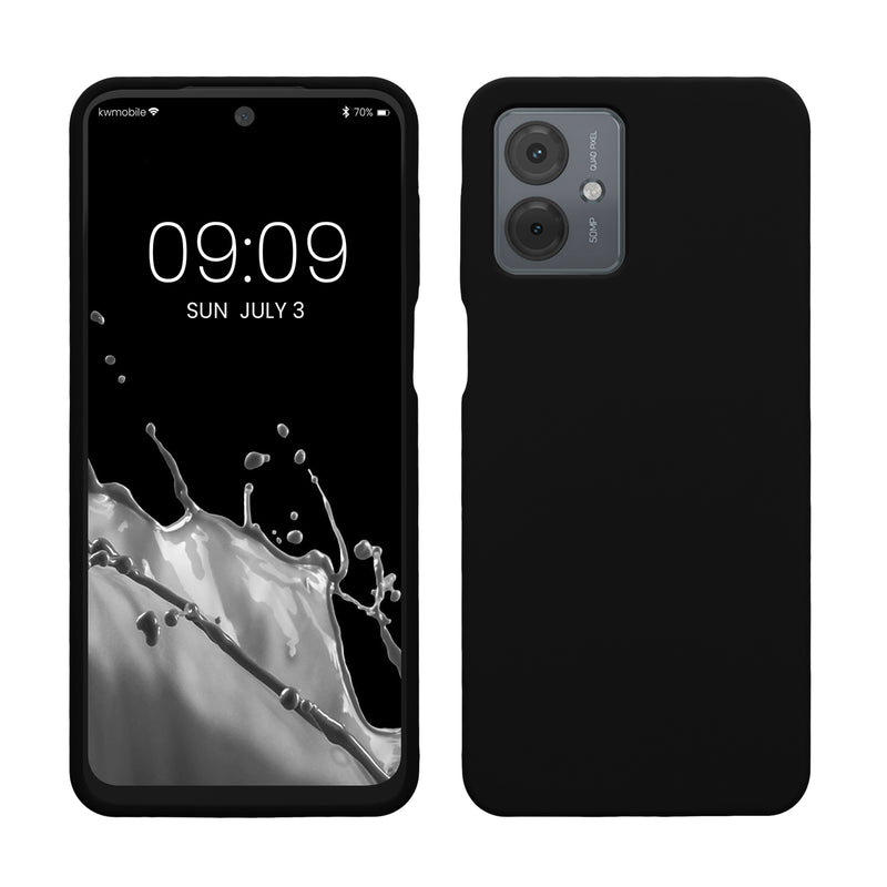 kwmobile Hülle kompatibel mit Motorola Moto G14 Hülle - Silikon Handy Case - Handyhülle weiche Oberfläche - kabelloses Laden - Schwarz Schwarz  