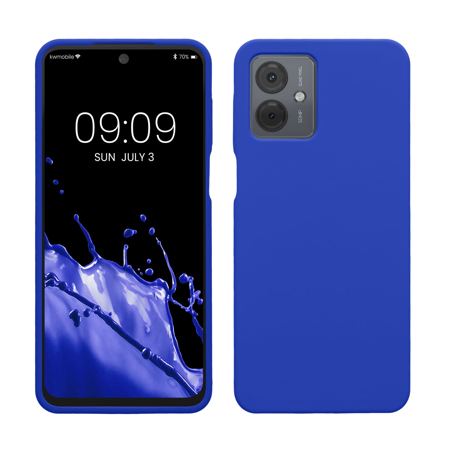 kwmobile Hülle kompatibel mit Motorola Moto G14 Hülle - Silikon Handy Case - Handyhülle weiche Oberfläche - kabelloses Laden - Baltik Blau Baltik Blau  