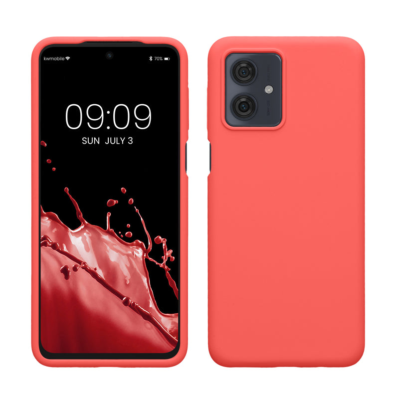 kwmobile Hülle kompatibel mit Motorola Moto G54 5G Hülle - Silikon Handy Case - Handyhülle weiche Oberfläche - kabelloses Laden - Neon Koralle Neon Koralle  