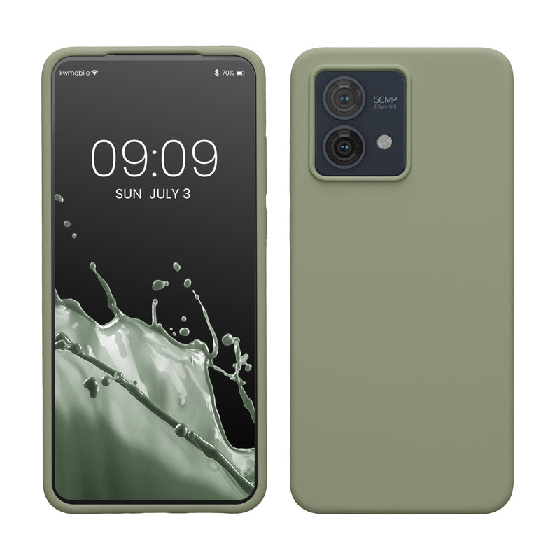 kwmobile Hülle kompatibel mit Motorola Moto G84 5G Hülle - Silikon Handy Case - Handyhülle weiche Oberfläche - kabelloses Laden - Graugrün Graugrün  
