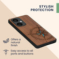 kwmobile Case Compatible with OnePlus Nord CE 3 Lite 5G / Nord N30 5G Case - Phone Cover - TPU Phone Case Vintage Compass with Mother of Pearl