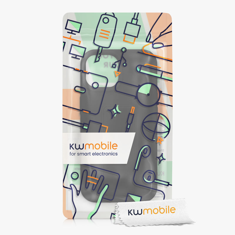 kwmobile Phone Case for Apple iPhone 15 Case with Finger Holder and Stand Protective Cover