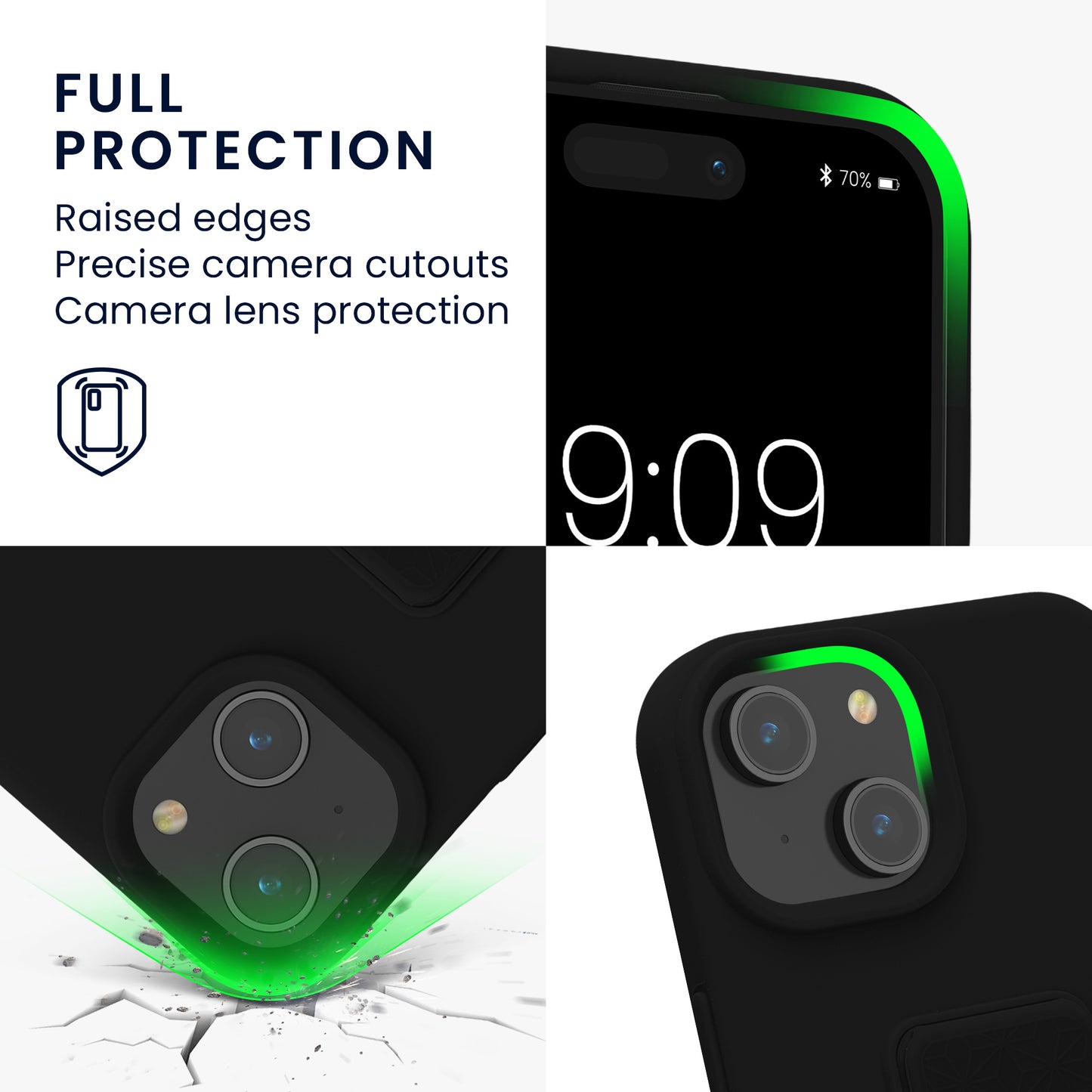 kwmobile Phone Case for Apple iPhone 15 Case with Finger Holder and Stand Protective Cover
