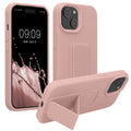 kwmobile Handyhülle kompatibel mit iPhone 15 - Hülle mit Fingerhalter und Standfunktion - Silikon Case Handy Cover in Altrosa Altrosa  
