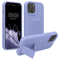 kwmobile Handyhülle kompatibel mit iPhone 15 - Hülle mit Fingerhalter und Standfunktion - Silikon Case Handy Cover in Lavendel Lavendel  