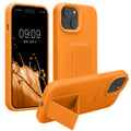 kwmobile Handyhülle kompatibel mit iPhone 15 - Hülle mit Fingerhalter und Standfunktion - Silikon Case Handy Cover in Fruity Orange Fruity Orange  