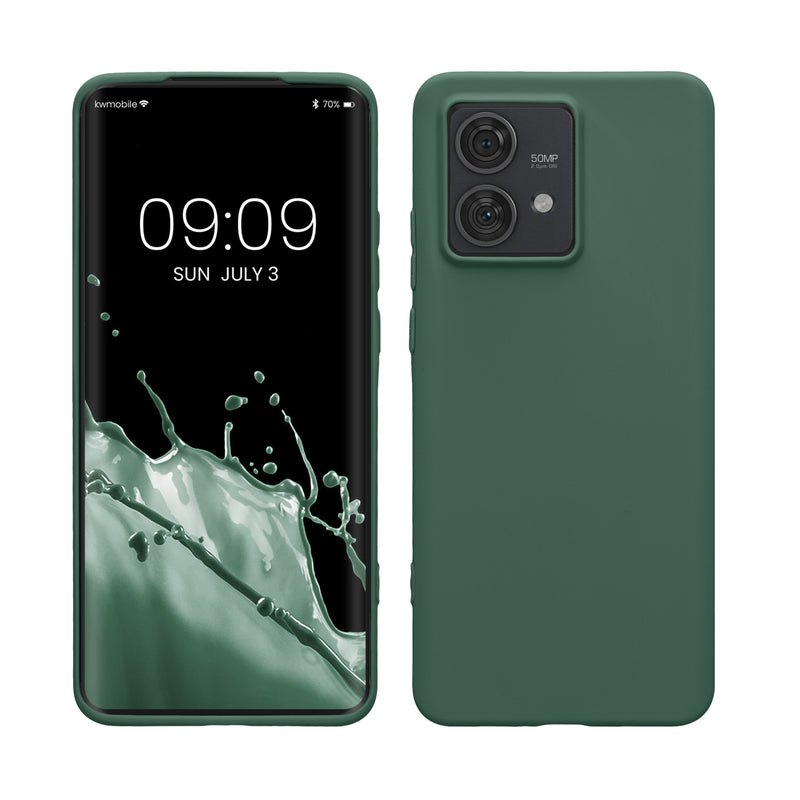 kwmobile Hülle kompatibel mit Motorola Edge 40 Neo Hülle - weiches TPU Silikon Case - Cover geeignet für kabelloses Laden - Tannengrün Tannengrün  