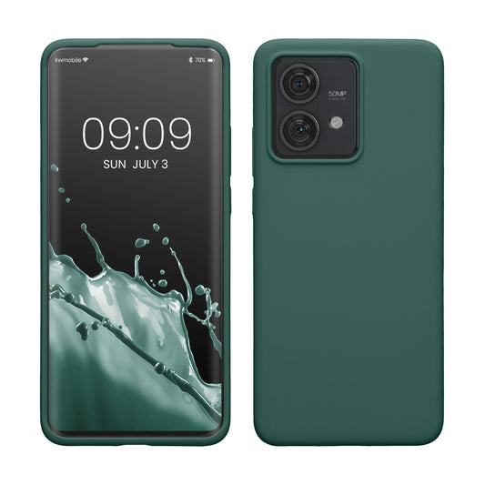 kwmobile Hülle kompatibel mit Motorola Edge 40 Neo Hülle - Silikon Handy Case - Handyhülle weiche Oberfläche - kabelloses Laden - Tannengrün Tannengrün  
