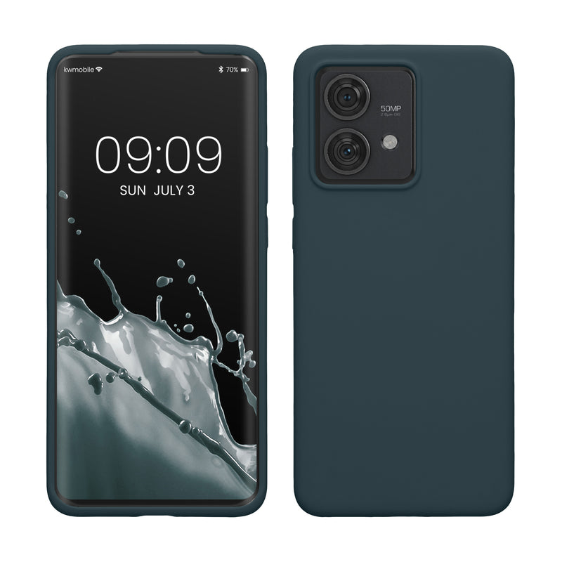 kwmobile Hülle kompatibel mit Motorola Edge 40 Neo Hülle - Silikon Handy Case - Handyhülle weiche Oberfläche - kabelloses Laden - Dunkler Schiefer Dunkler Schiefer  
