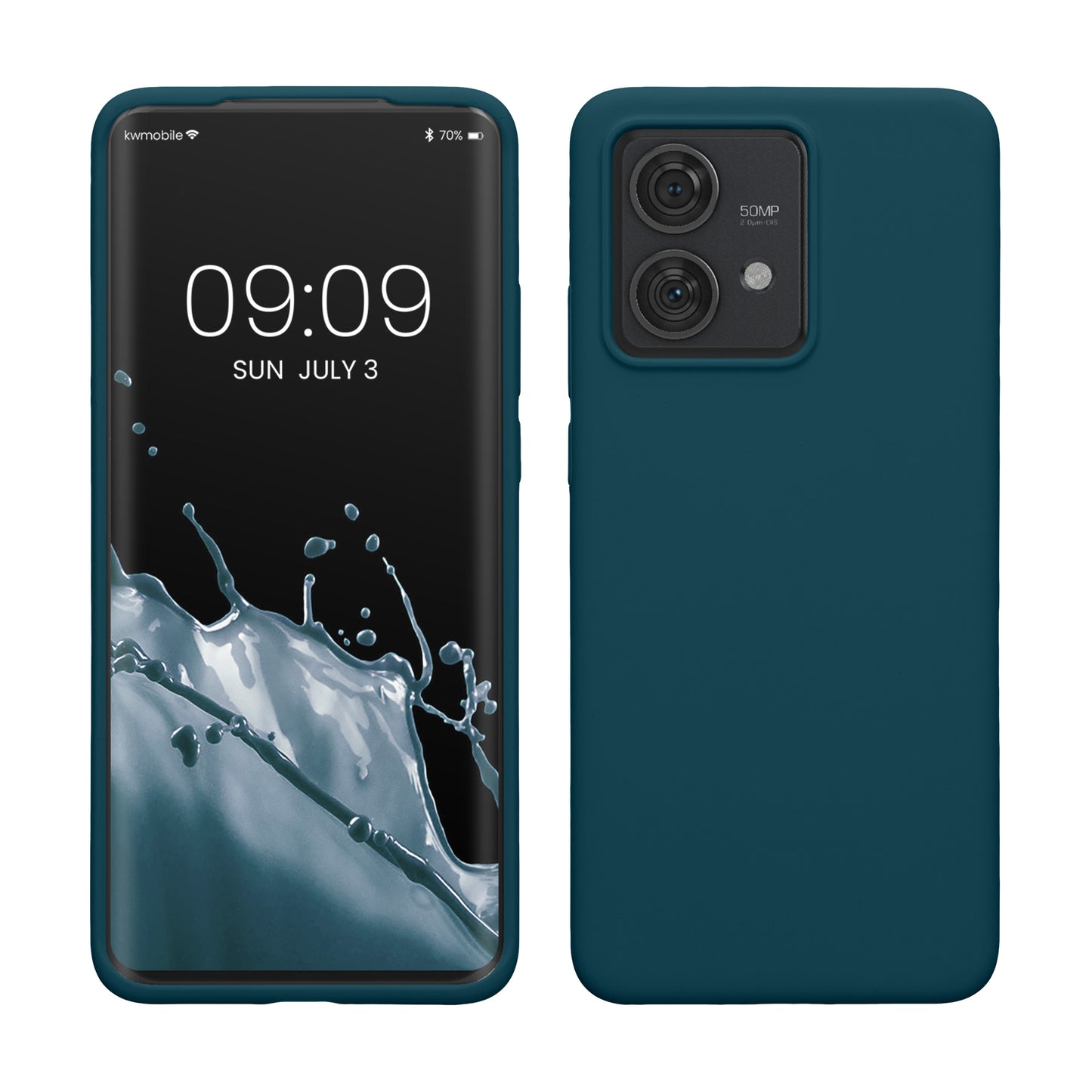 kwmobile Hülle kompatibel mit Motorola Edge 40 Neo Hülle - Silikon Handy Case - Handyhülle weiche Oberfläche - kabelloses Laden - Petrol Petrol  