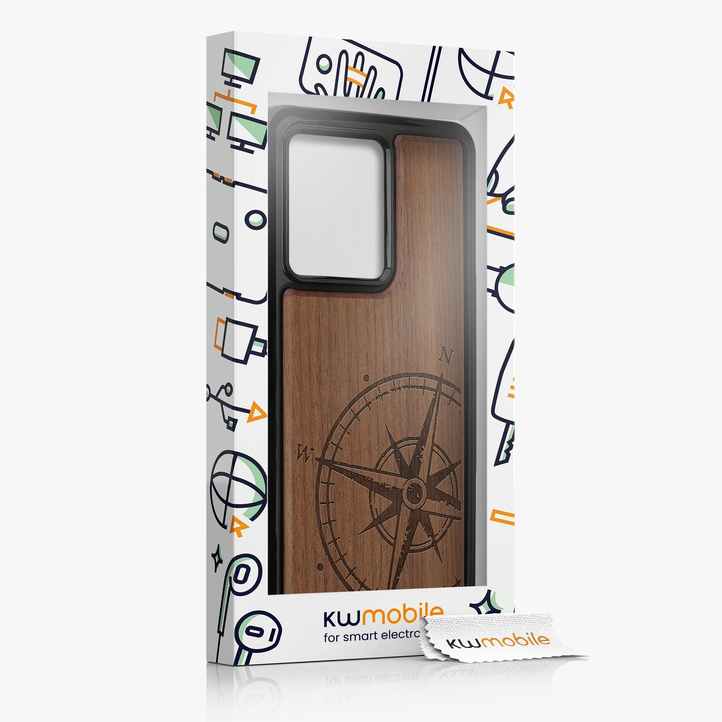 Wooden Hard Case with TPU Bumper for Motorola Edge 40 Neo Compass Vintage