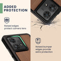 Wooden Hard Case with TPU Bumper for Motorola Edge 40 Neo Compass Vintage