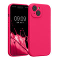 kwmobile Handyhülle kompatibel mit Apple iPhone 15 Hülle - gummierte Handy Case aus Silikon in Neon Pink Neon Pink  