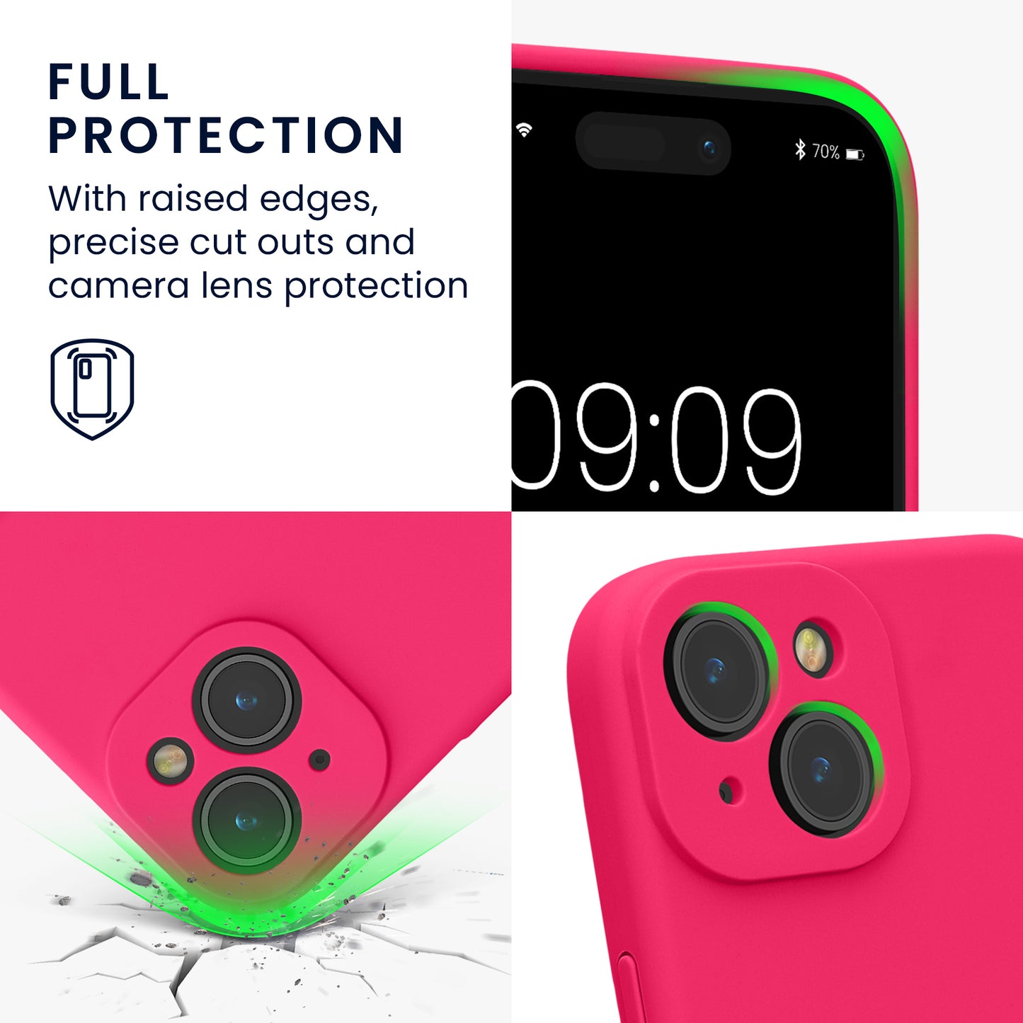 kwmobile Case Compatible with Apple iPhone 15 - Silicone Rubberised Case - Phone Cover - Mobile Phone Case