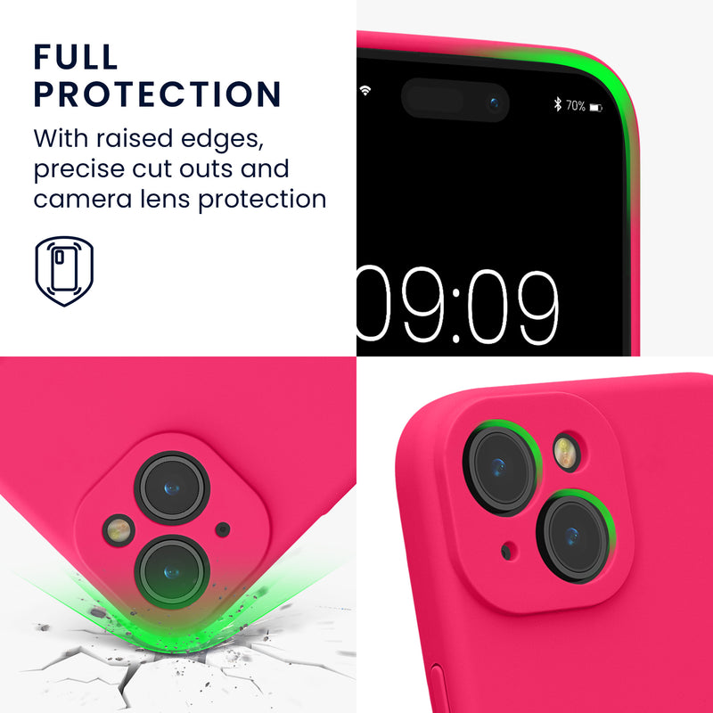 kwmobile Case Compatible with Apple iPhone 15 - Silicone Rubberised Case - Phone Cover - Mobile Phone Case