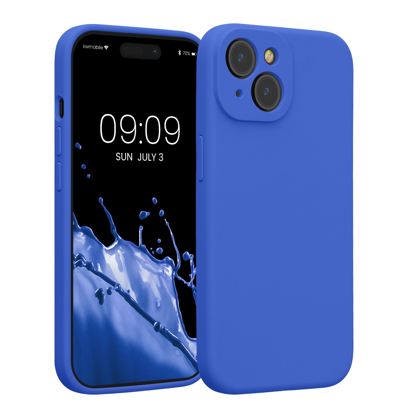 kwmobile Handyhülle kompatibel mit Apple iPhone 15 Hülle - gummierte Handy Case aus Silikon in Baltik Blau Baltik Blau  