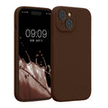 kwmobile Handyhülle kompatibel mit Apple iPhone 15 Hülle - gummierte Handy Case aus Silikon in Chocolate Chocolate  