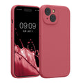 kwmobile Handyhülle kompatibel mit Apple iPhone 15 Hülle - gummierte Handy Case aus Silikon in Dark Rose Dark Rose  