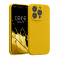 kwmobile Handyhülle kompatibel mit Apple iPhone 15 Pro Hülle - gummierte Handy Case aus Silikon in Strahlend Gelb Strahlend Gelb  