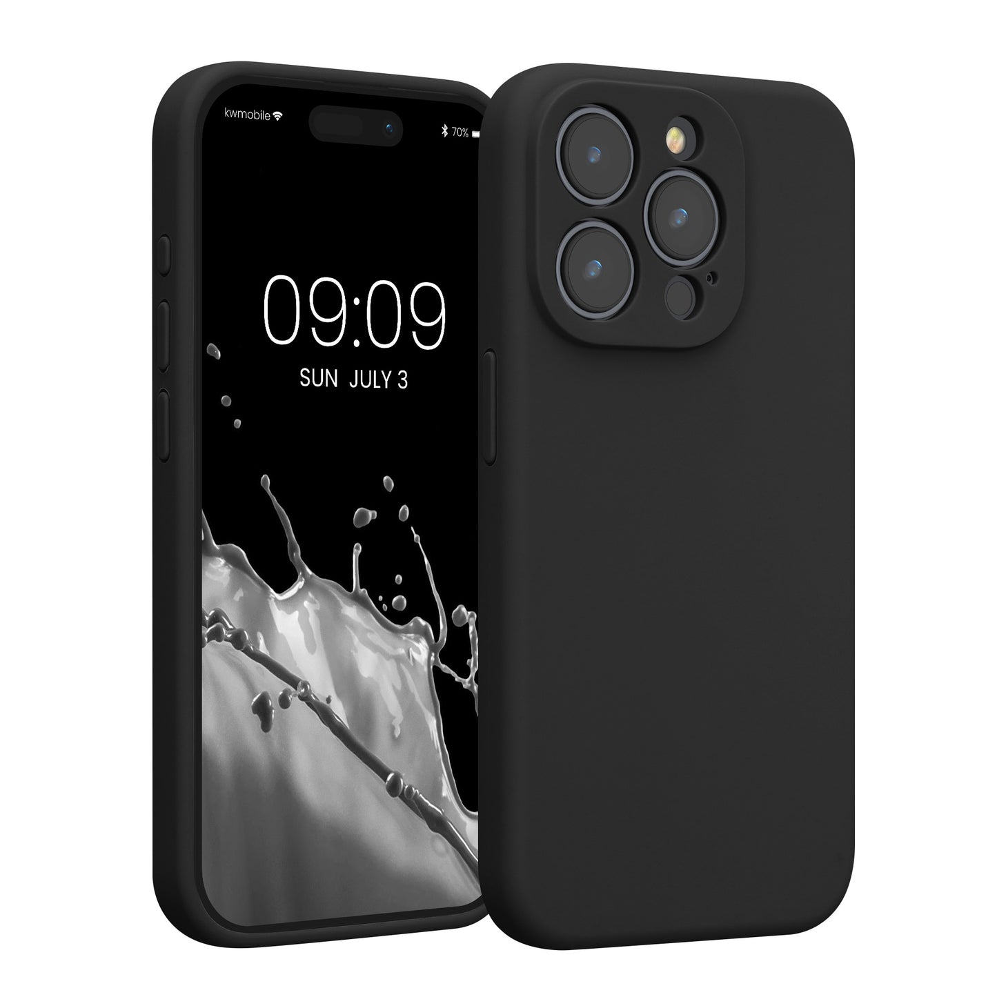 kwmobile Handyhülle kompatibel mit Apple iPhone 15 Pro Hülle - gummierte Handy Case aus Silikon in Schwarz Schwarz  