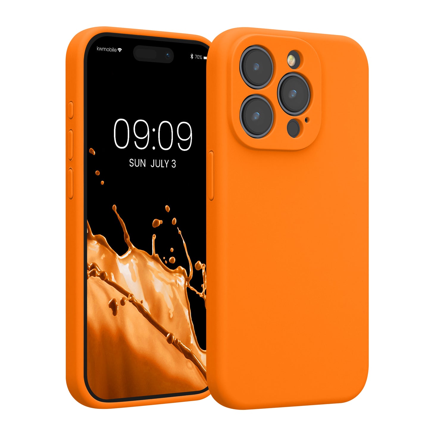 kwmobile Handyhülle kompatibel mit Apple iPhone 15 Pro Hülle - gummierte Handy Case aus Silikon in Fruity Orange Fruity Orange  