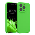kwmobile Handyhülle kompatibel mit Apple iPhone 15 Pro Hülle - gummierte Handy Case aus Silikon in Limettengrün Limettengrün  